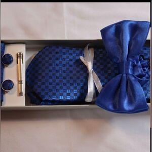 DiBanGu Silk Tie Set w/ Bow Tie, Long Tie, Cufflinks, Tie Clip & Pocket Square